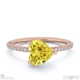 yellow lab grown diamond east west heart side stones engagement ring rose gold with 9k rose gold metal and heart shape diamond