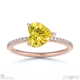 yellow lab grown diamond east west heart side stones engagement ring rose gold with 9k rose gold metal and heart shape diamond