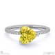 yellow lab grown diamond heart cut east to west pave engagement ring white gold with 18k white gold metal and heart shape diamond