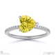yellow lab grown diamond heart cut east to west pave engagement ring white gold with 18k white gold metal and heart shape diamond