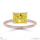 yellow natural diamond radiant cut east to west pave engagement ring rose gold with 9k rose gold metal and radiant shape diamond