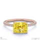 yellow natural diamond radiant cut east to west pave engagement ring rose gold with 9k rose gold metal and radiant shape diamond