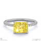 yellow lab grown diamond radiant cut east to west pave engagement ring white gold with 9k white gold metal and radiant shape diamond