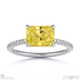 yellow lab grown diamond radiant cut east to west pave engagement ring white gold with 9k white gold metal and radiant shape diamond