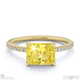 yellow lab grown diamond radiant cut east to west pave engagement ring yellow gold with 9k yellow gold metal and radiant shape diamond