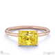 yellow natural diamond east west radiant cut solitaire engagement ring rose gold with 18k rose gold metal and radiant shape diamond