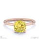 yellow lab grown diamond cushion cut hidden halo engagement ring rose gold with 18k rose gold metal and cushion shape diamond