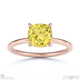yellow lab grown diamond cushion cut hidden halo engagement ring rose gold with 18k rose gold metal and cushion shape diamond