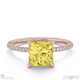 yellow natural diamond princess cut hidden halo side stones engagement ring rose gold with 18k rose gold metal and princess shape diamond