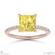 yellow natural diamond princess cut hidden halo side stones engagement ring rose gold with 18k rose gold metal and princess shape diamond