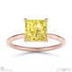 yellow natural diamond princess cut hidden halo engagement ring rose gold with 9k rose gold metal and princess shape diamond