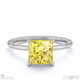 yellow lab grown diamond princess hidden halo engagement ring platinum with platinum metal and princess shape diamond