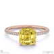 yellow lab grown diamond asscher cut hidden halo side stones engagement ring rose gold with 9k rose gold metal and asscher shape diamond
