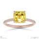 yellow lab grown diamond asscher cut hidden halo side stones engagement ring rose gold with 9k rose gold metal and asscher shape diamond