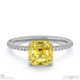 yellow natural diamond hidden halo asscher side stone engagement ring white gold with 9k white gold metal and asscher shape diamond