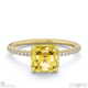 yellow natural diamond asscher cut hidden halo side stones engagement ring yellow gold with 9k yellow gold metal and asscher shape diamond