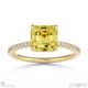yellow natural diamond asscher cut hidden halo side stones engagement ring yellow gold with 9k yellow gold metal and asscher shape diamond