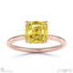 yellow lab grown diamond asscher cut hidden halo engagement ring rose gold with 18k rose gold metal and asscher shape diamond