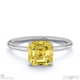 yellow lab grown diamond hidden halo asscher cut solitaire engagement ring white gold with 9k white gold metal and asscher shape diamond