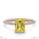 yellow lab grown diamond hidden halo emerald side stone engagement ring rose gold with 9k rose gold metal and emerald shape diamond