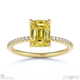 yellow natural diamond emerald cut hidden halo side stones engagement ring yellow gold with 18k yellow gold metal and emerald shape diamond