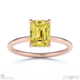 yellow lab grown diamond hidden halo emerald cut solitaire engagement ring rose gold with 9k rose gold metal and emerald shape diamond