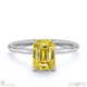 yellow natural diamond emerald cut hidden halo engagement ring white gold with 18k white gold metal and emerald shape diamond
