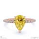 yellow natural diamond pear cut hidden halo sidestones engagement ring rose gold with 9k rose gold metal and pear shape diamond
