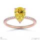 yellow natural diamond pear cut hidden halo sidestones engagement ring rose gold with 9k rose gold metal and pear shape diamond