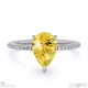 yellow natural diamond pear cut hidden halo side stones engagement ring white gold with 18k white gold metal and pear shape diamond