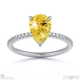 yellow natural diamond pear cut hidden halo side stones engagement ring white gold with 18k white gold metal and pear shape diamond