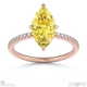 yellow natural diamond marquise cut hidden halo side stones engagement ring rose gold with 18k rose gold metal and marquise shape diamond