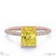 yellow lab grown diamond radiant cut hidden halo side stones engagement ring rose gold with 18k rose gold metal and radiant shape diamond