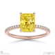 yellow lab grown diamond radiant cut hidden halo side stones engagement ring rose gold with 18k rose gold metal and radiant shape diamond