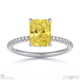 yellow lab grown diamond hidden halo radiant side stone engagement ring white gold with 18k white gold metal and radiant shape diamond