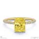yellow lab grown diamond radiant cut hidden halo side stones engagement ring yellow gold with 18k yellow gold metal and radiant shape diamond
