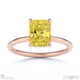 yellow natural diamond radiant cut hidden halo engagement ring rose gold with 9k rose gold metal and radiant shape diamond