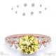 stardust yellow lab grown diamond celestial round cut engagement ring rose gold with 9k rose gold metal and round shape diamond