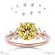 stardust yellow lab grown diamond celestial round cut engagement ring rose gold with 9k rose gold metal and round shape diamond