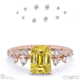 stardust yellow natural diamond celestial emerald engagement ring rose gold with 9k rose gold metal and emerald shape diamond