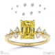 stardust yellow lab grown diamond celestial emerald cut engagement ring yellow gold with 9k yellow gold metal and emerald shape diamond