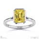 yellow natural diamond emerald-cut bezel setting split band white gold engagement ring with 18k white gold metal and emerald shape diamond