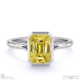 yellow natural diamond emerald-cut bezel setting split band white gold engagement ring with 18k white gold metal and emerald shape diamond