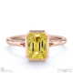 yellow natural diamond emerald-cut bezel setting split band rose gold engagement ring with 9k rose gold metal and emerald shape diamond