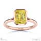 yellow natural diamond emerald-cut bezel setting split band rose gold engagement ring with 9k rose gold metal and emerald shape diamond