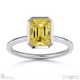 yellow lab grown diamond emerald-cut basket bezel setting solitaire white gold engagement ring with 9k white gold metal and emerald shape diamond