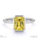 yellow lab grown diamond emerald-cut basket bezel setting solitaire white gold engagement ring with 9k white gold metal and emerald shape diamond