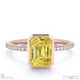 yellow natural diamond emerald-cut basket bezel setting pave rose gold engagement ring with 18k rose gold metal and emerald shape diamond