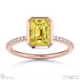 yellow natural diamond emerald-cut basket bezel setting pave rose gold engagement ring with 18k rose gold metal and emerald shape diamond