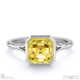 yellow natural diamond asscher-cut bezel setting split band white gold engagement ring with 9k white gold metal and asscher shape diamond